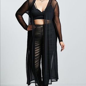 Plus Size Black Sheer Mesh Duster NWOT